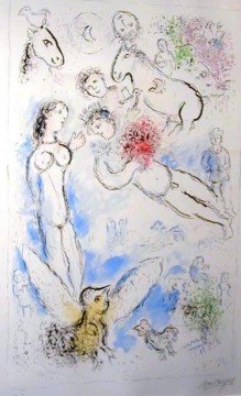Marc Chagall Painting - Litografía contemporánea Magic Flight Marc Chagall